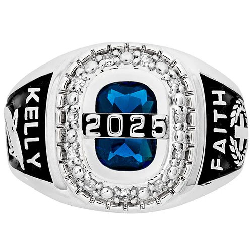 Ladies' Sterling Silver Diamond Halo Personalized Top Class Ring - Image 2