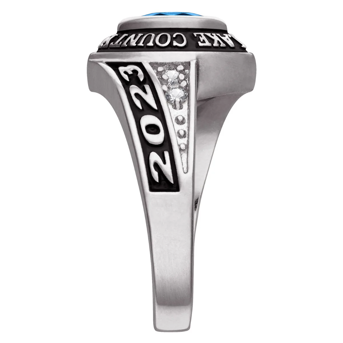 Ladies Sterling Silver Marquise Birthstone and CZ Class Ring - Image 3