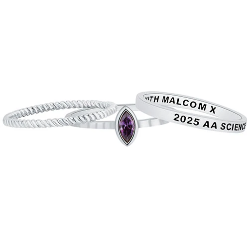Women's Sterling Silver Marquise Birthstone Stackable Class Ring