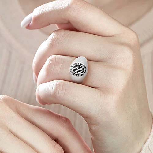 Ladies' Sterling Silver Monogram Signet Class Ring - Image 5