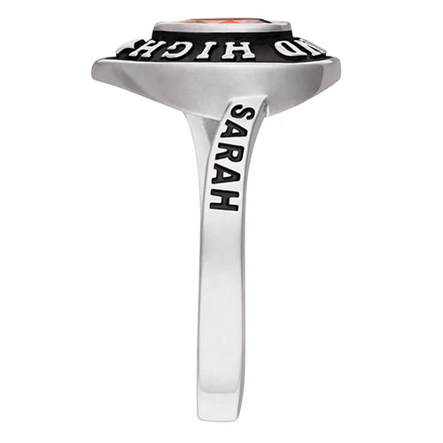 Ladies' Sterling Silver Pear Birthstone Class Ring - Image 4