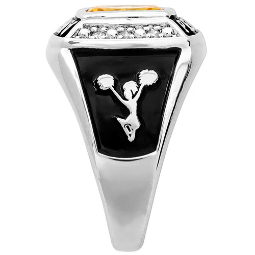 Ladies' Sterling Silver Traditional Birthstone and Diamond Accent Class Ring - Image 4