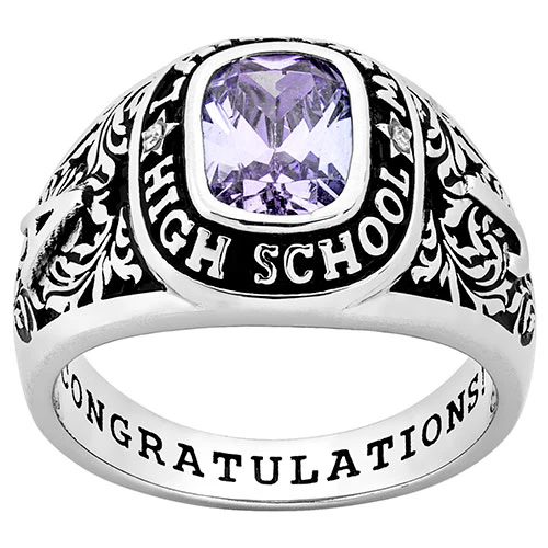 Ladies' Sterling Silver Traditional Diamond Accent Class Ring