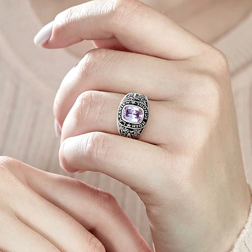 Ladies' Sterling Silver Traditional Diamond Accent Class Ring - Image 5