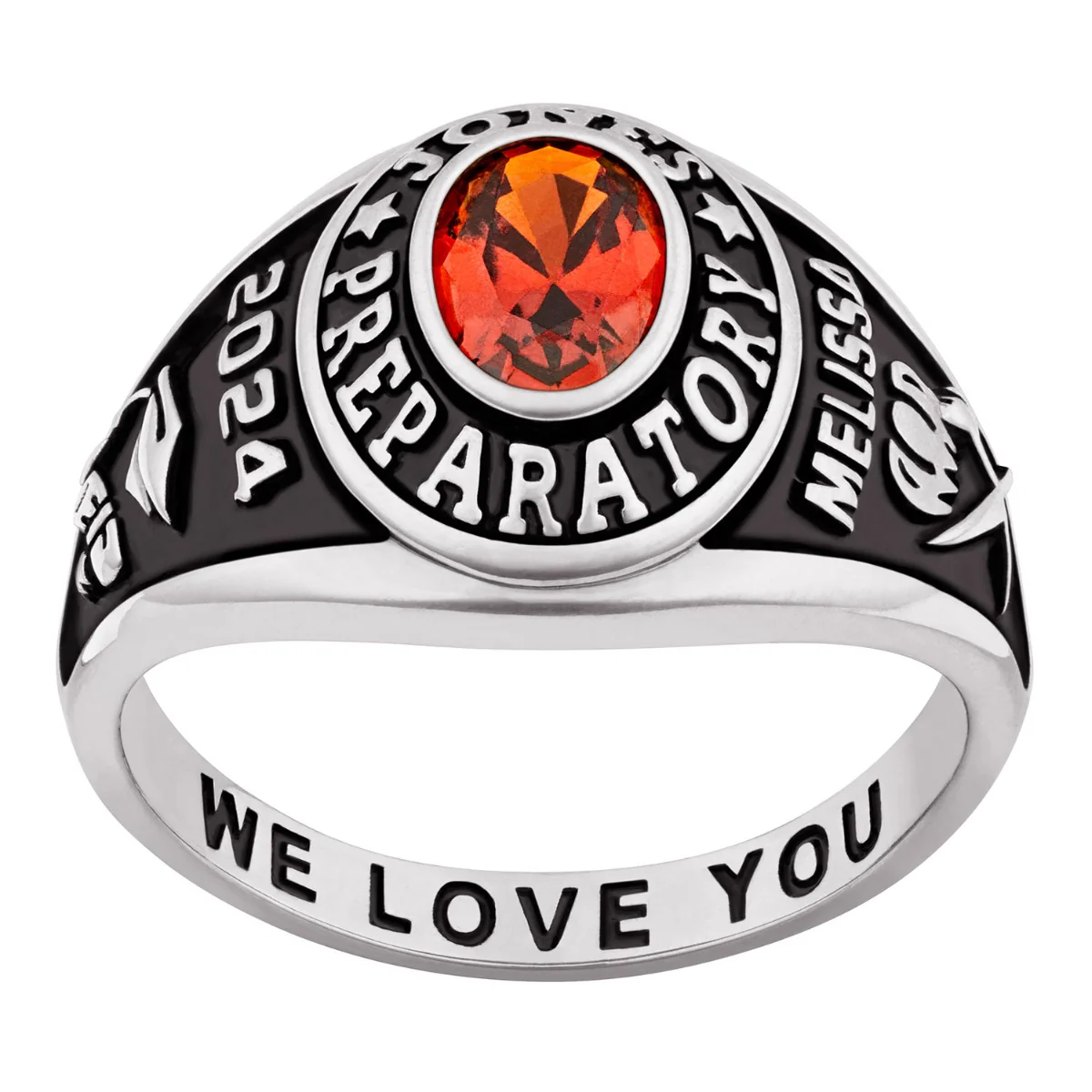 Ladies' Sterling Silver Traditional Oval Birthstone Class Ring - Image 2