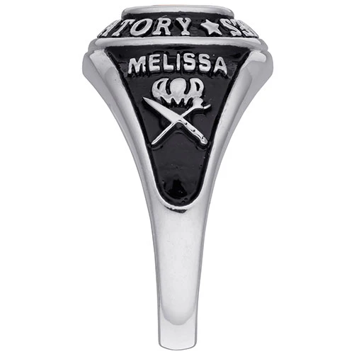 Ladies' Sterling Silver Traditional Oval Birthstone Class Ring - Image 4