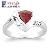 Ladies Sterling Silver Trillion Stone Freestyle Class Ring