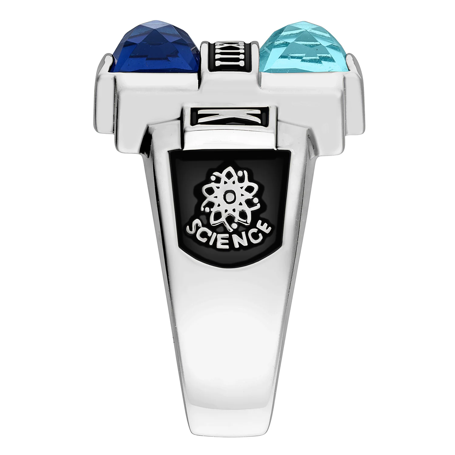 Ladies' Sterling Silver Double Birthstone Rectangle Class Ring - Image 4