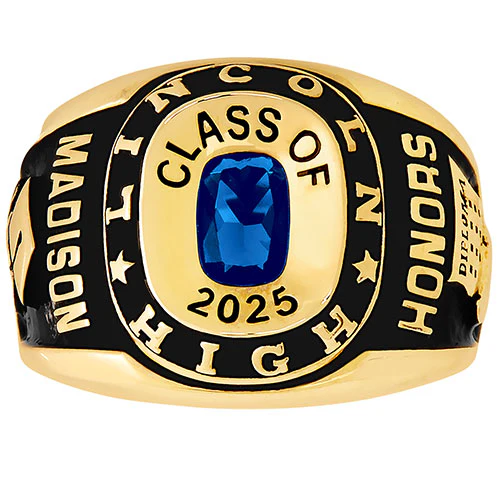Ladies Yellow CELEBRIUM Double Row Traditional Class Ring - Image 3