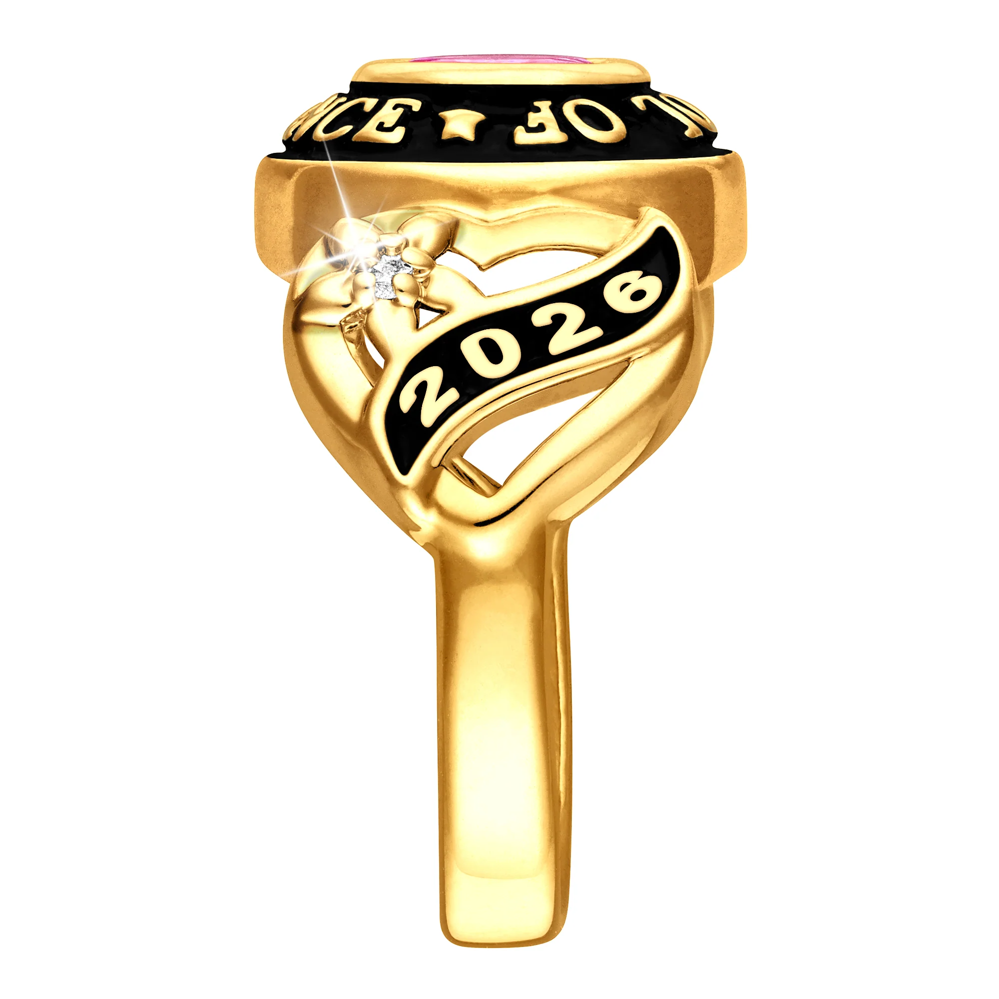 Ladies Yellow Celebrium? Sweetheart Class Ring with Diamond Accents - Image 5