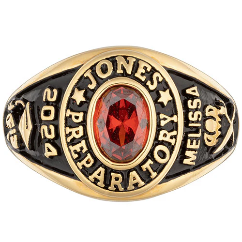 Ladies' Yellow Celebrium Traditional Oval Birthstone Class Ring