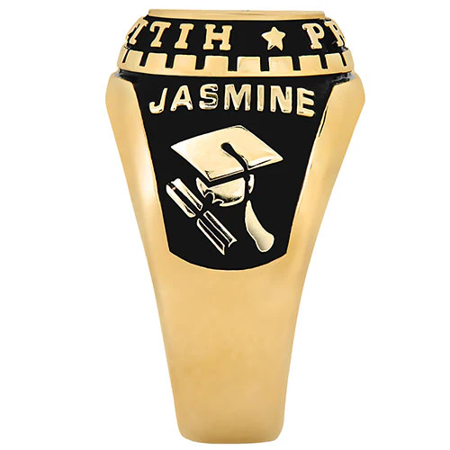 Ladies Yellow CELEBRIUM Traditional Oval Stone Class Ring - Image 4