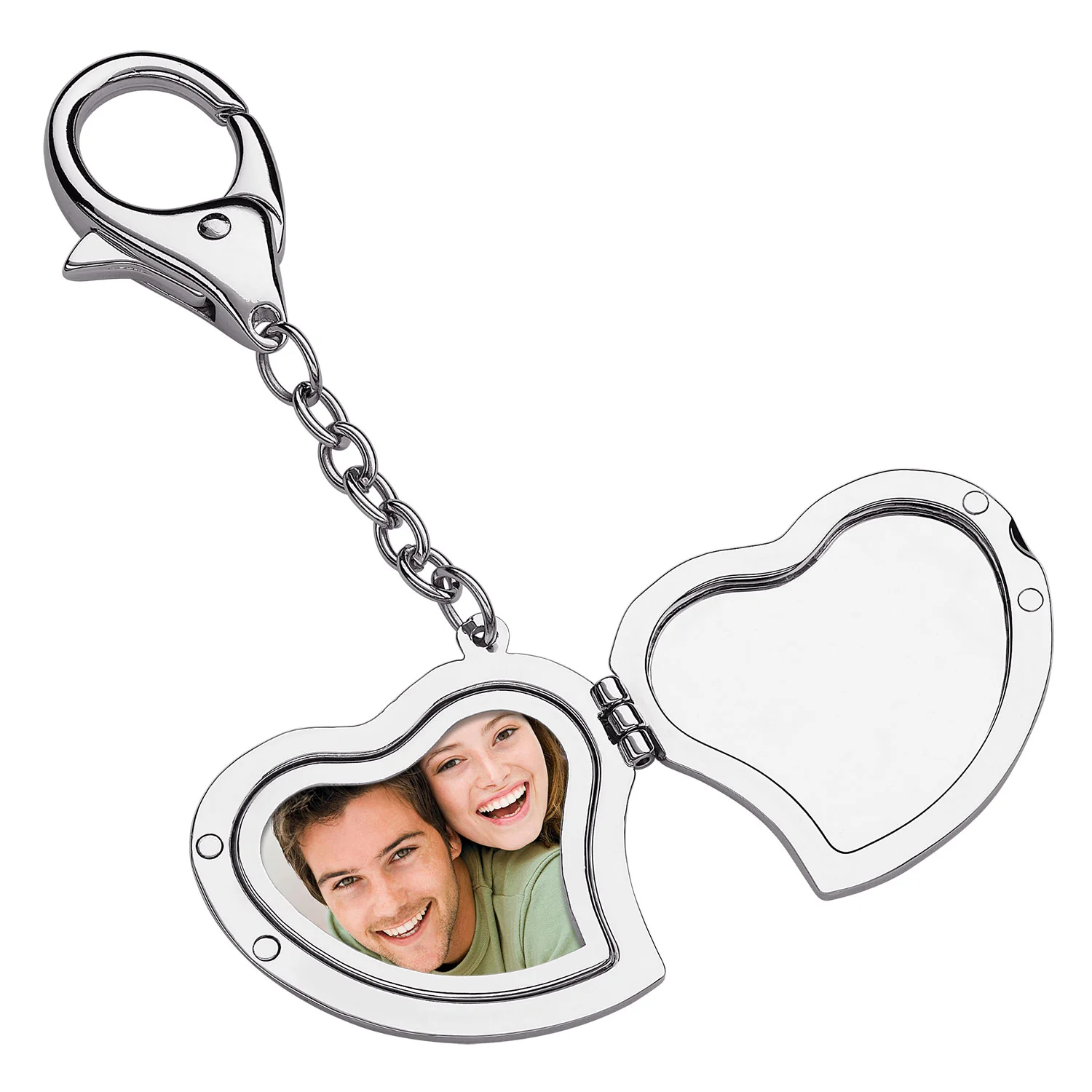 Large Heart Photo Locket Engraved Key Chain - Image 2