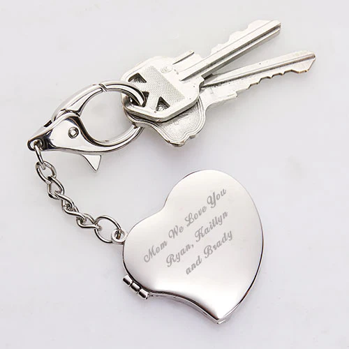Large Heart Photo Locket Engraved Key Chain - Image 3