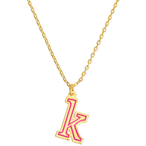 Lowercase Initial with Enamel Outline Neckalce - Image 4