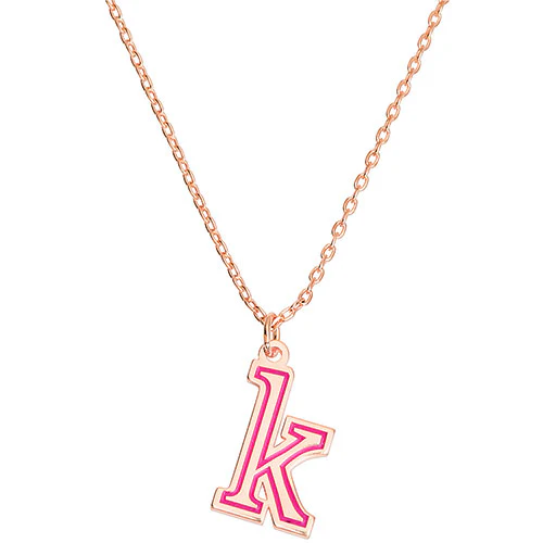 Lowercase Initial with Enamel Outline Neckalce - Image 6