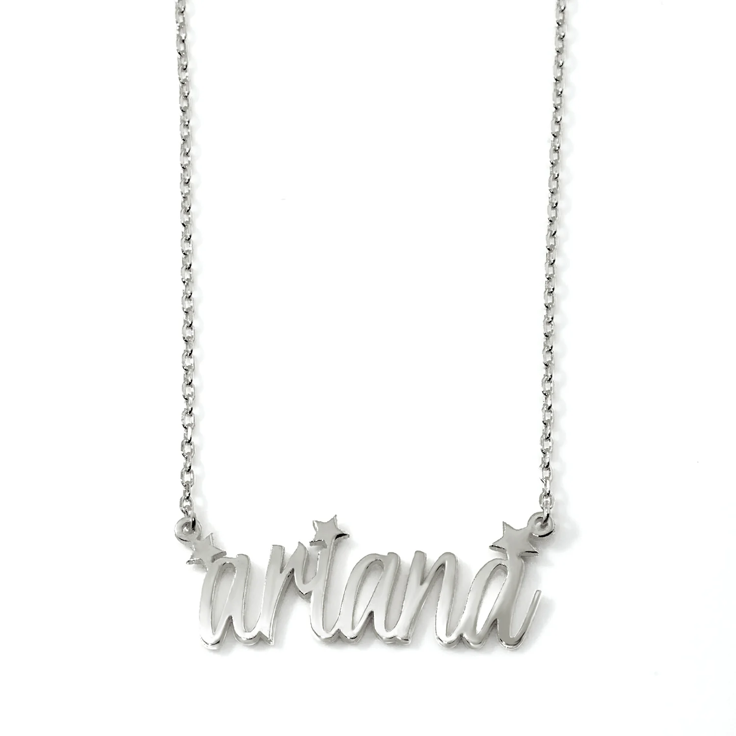 Lowercase Modern Script Name Necklace with Stars - Image 3