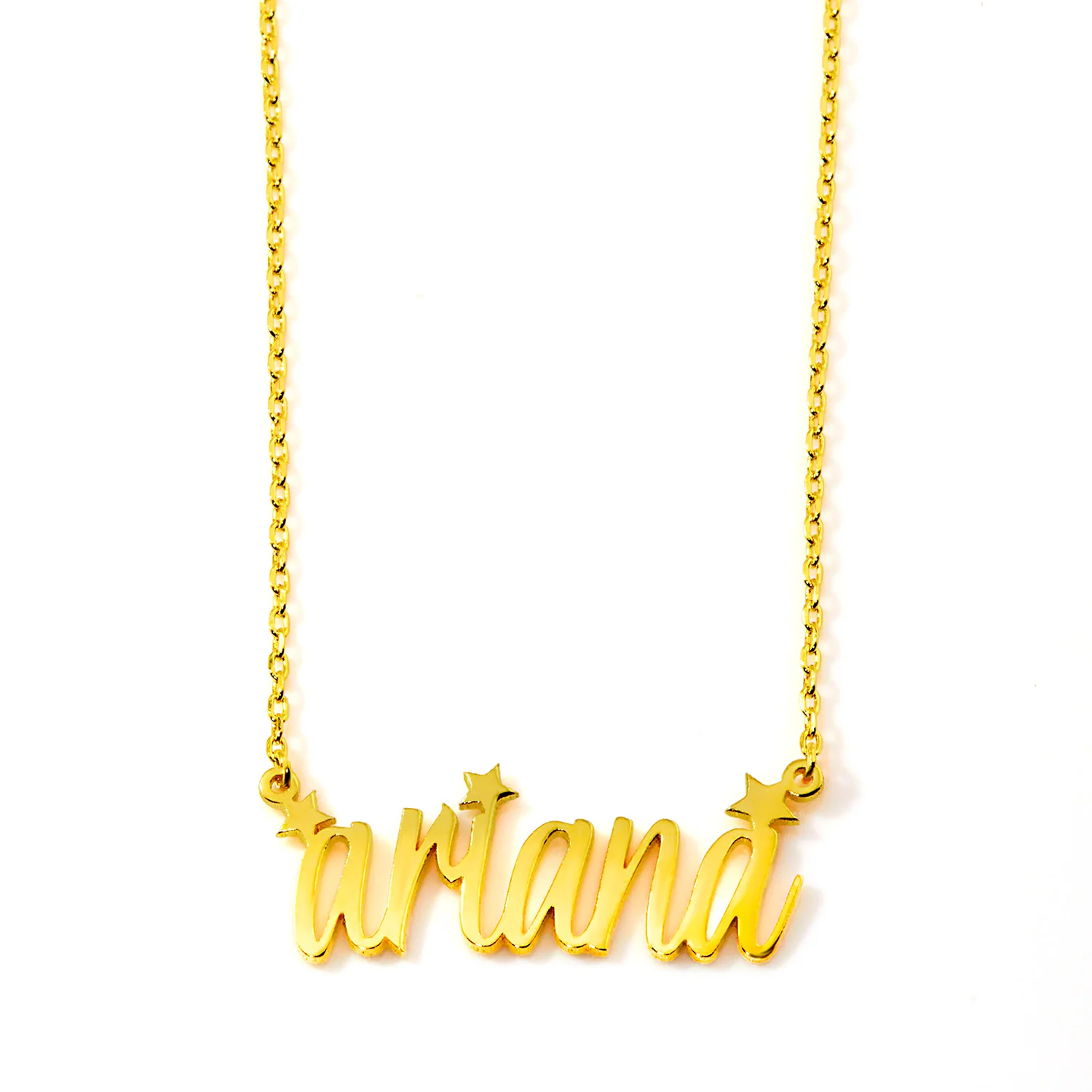 Lowercase Modern Script Name Necklace with Stars - Image 4