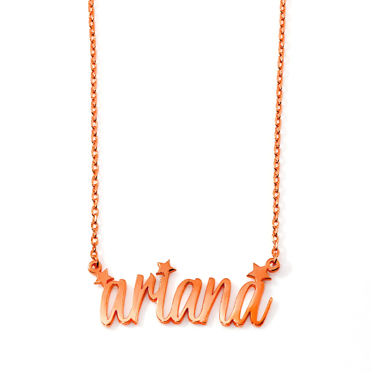 Lowercase Modern Script Name Necklace with Stars - Image 5