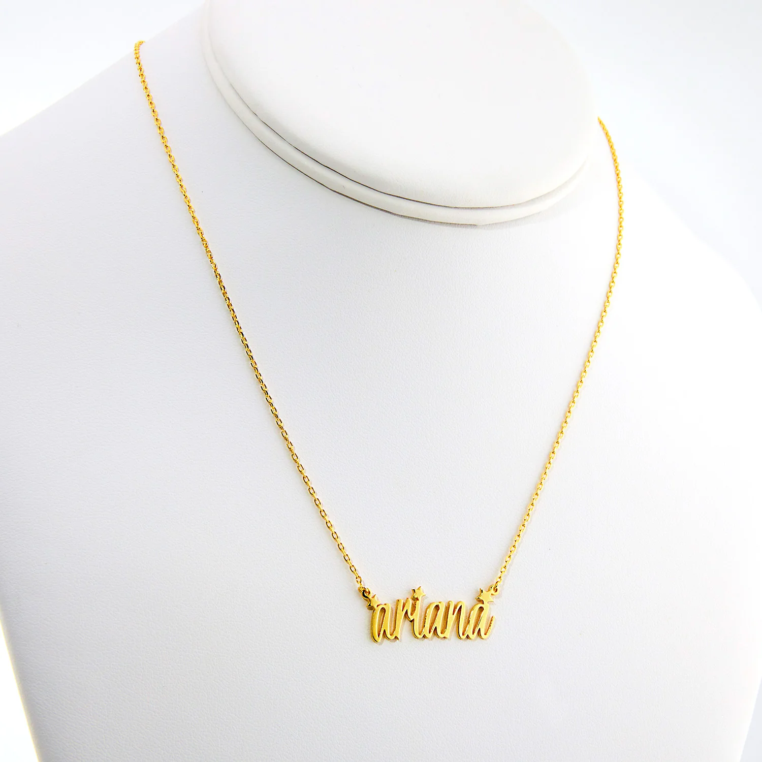 Lowercase Modern Script Name Necklace with Stars - Image 6