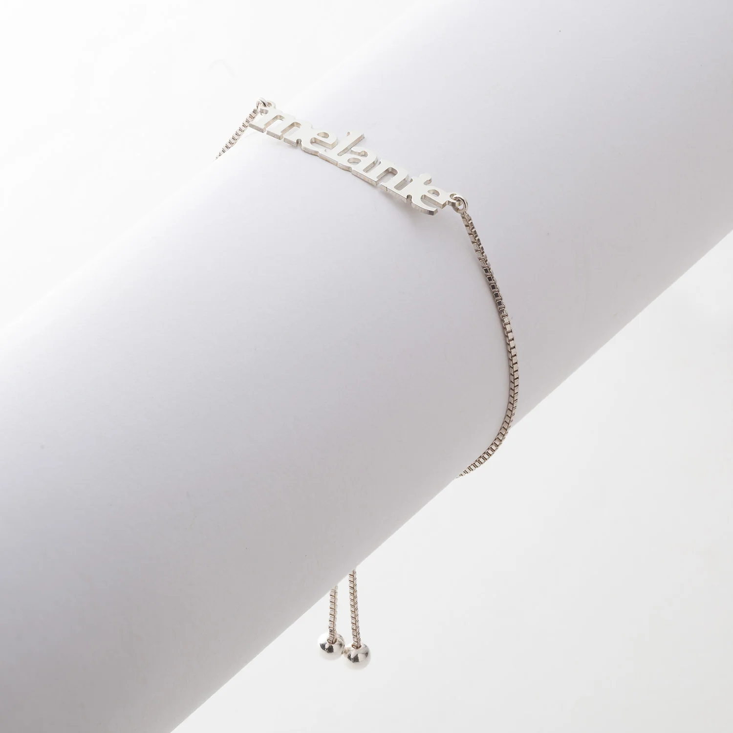 Sterling Silver Lowercase Name Adjustable Bracelet - Image 2