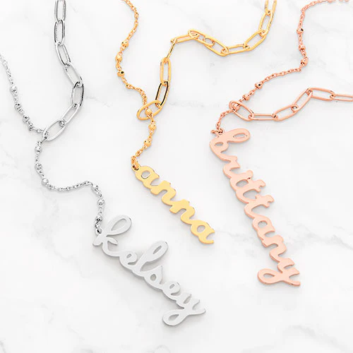 Lowercase Script Mixed Chain Adjustable Y-Necklace