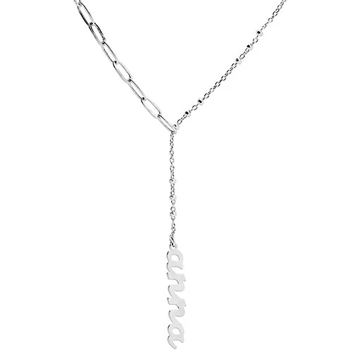 Lowercase Script Mixed Chain Adjustable Y-Necklace - Image 2
