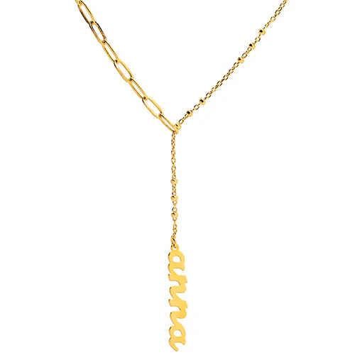 Lowercase Script Mixed Chain Adjustable Y-Necklace - Image 4