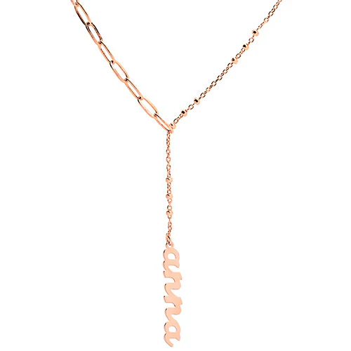 Lowercase Script Mixed Chain Adjustable Y-Necklace - Image 6