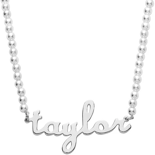 Lowercase Script Name Shell Pearl Necklace - Image 2
