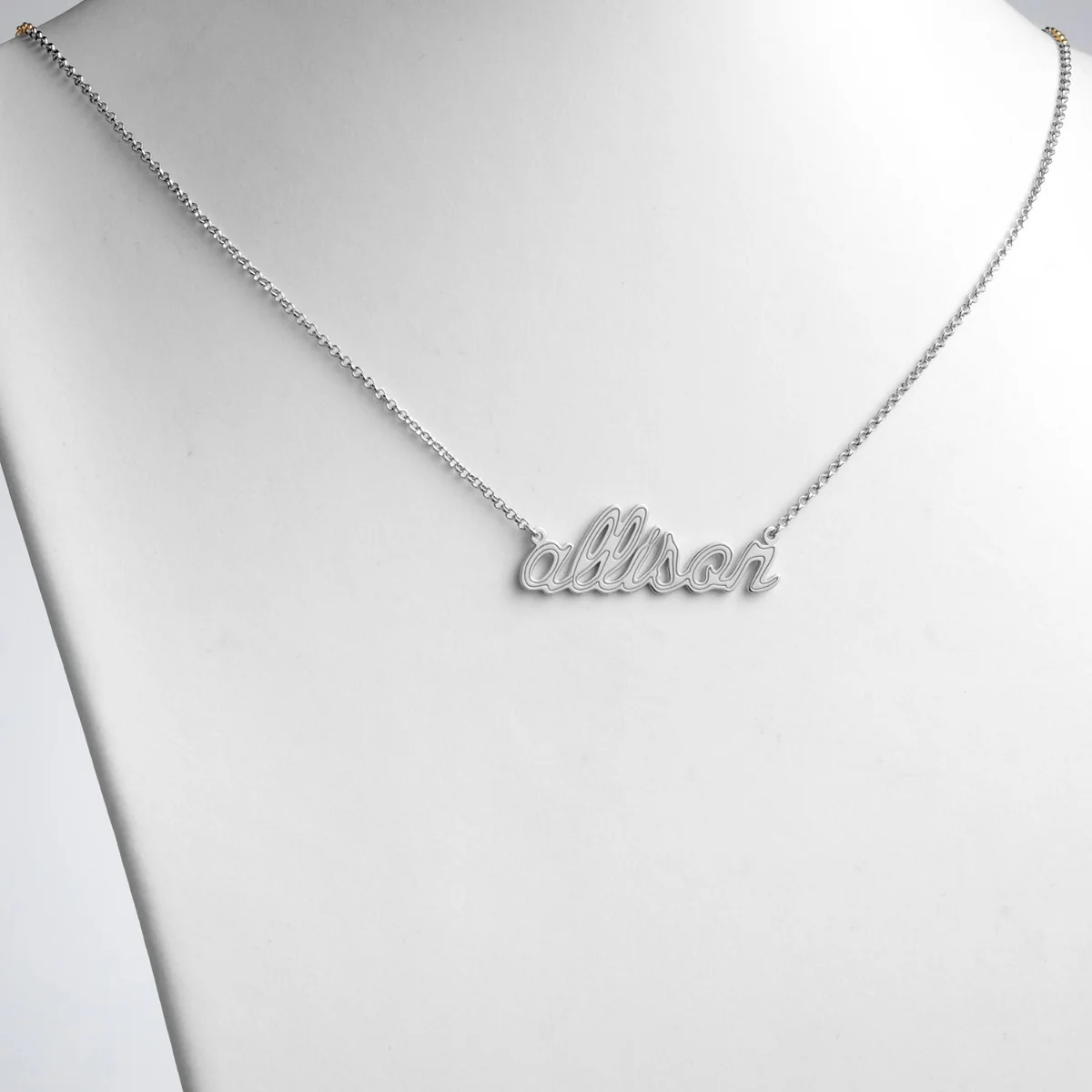Lowercase Script Name with Outline Necklace - Image 2