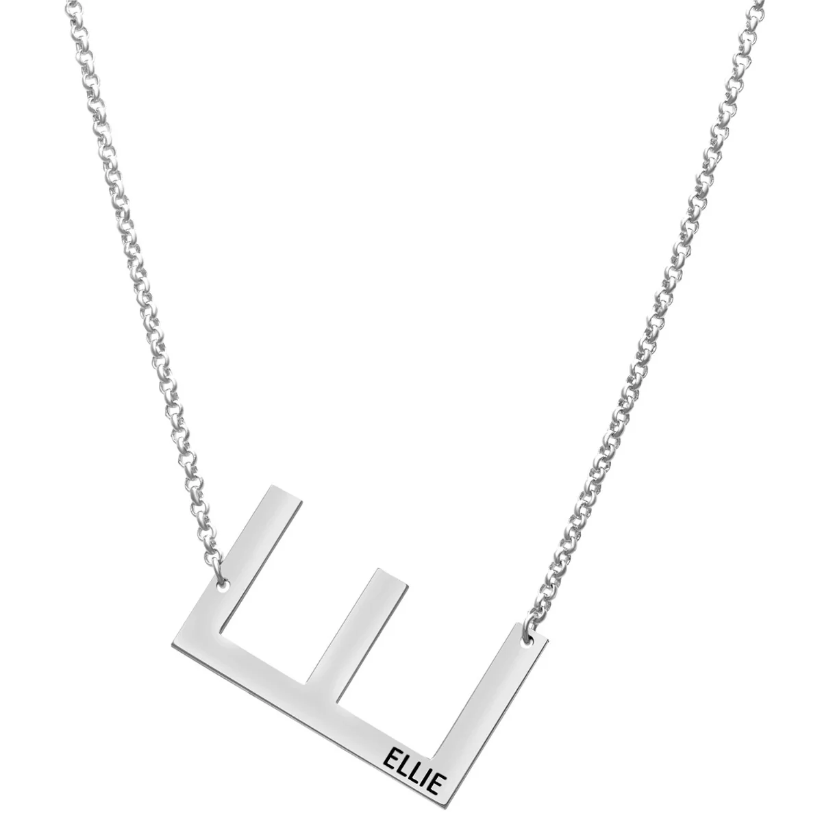 Medium Initial with Engraved Name Station Necklace - Image 4