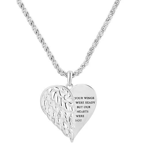 Memorial Angel Single Wing Personalized Necklace - Image 2