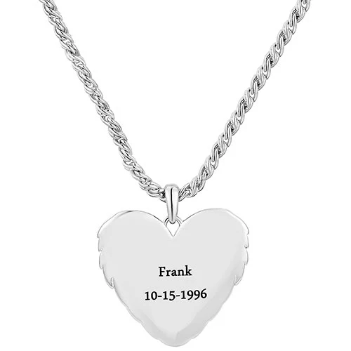 Memorial Angel Wings Personalized Message Necklace - Image 3