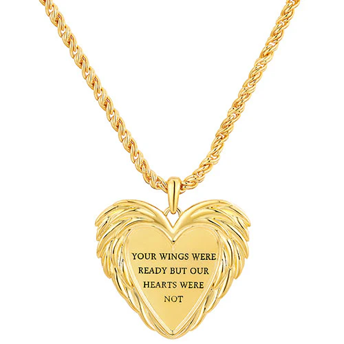 Memorial Angel Wings Personalized Message Necklace - Image 5