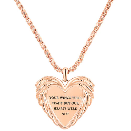 Memorial Angel Wings Personalized Message Necklace - Image 7
