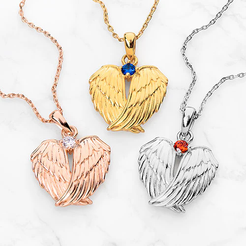 Memorial Angel Wings with Birthstone