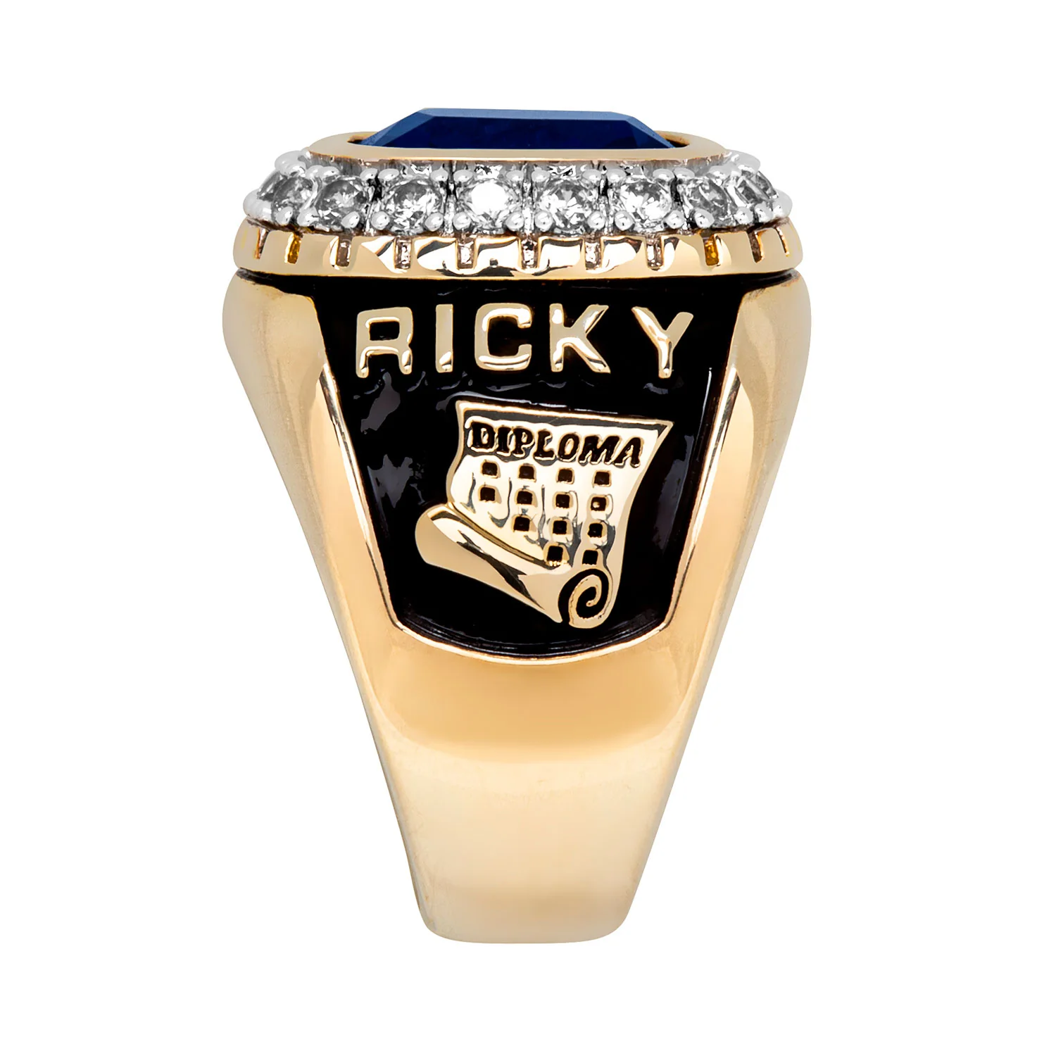 Men's 14K Gold Plated CZ Encrusted Traditional Personalized Class Ring - Image 4