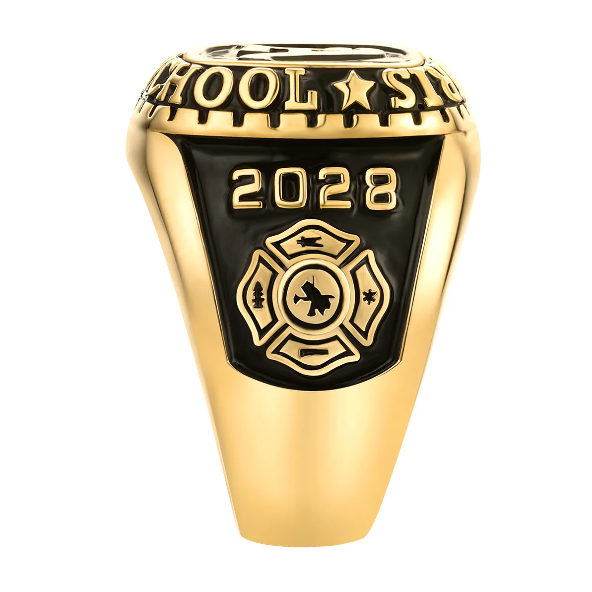 Men's 14K Gold Plated Old English Initial Traditional Class Ring - Image 2