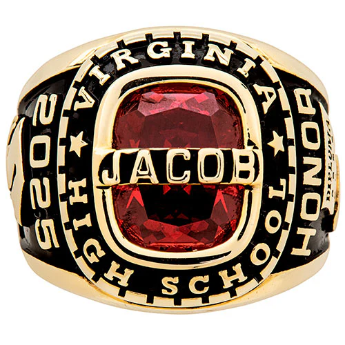 Men's 14K Gold Plated Personalized-Top Traditional Class Ring - Image 3