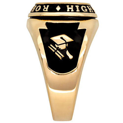 Men's 14K Gold Plated Traditional Cushion Birthstone Class Ring - Image 4