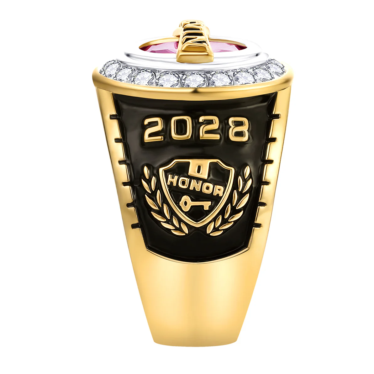 Men's 14K Gold Plated Traditional CZ Oval Stone Personalized Top Class Ring - Image 4