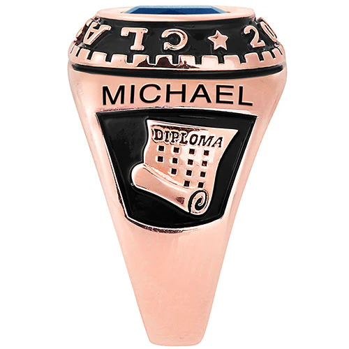 Men's 14K Rose Celebrium Birthstone 2024 Class Ring - Image 3