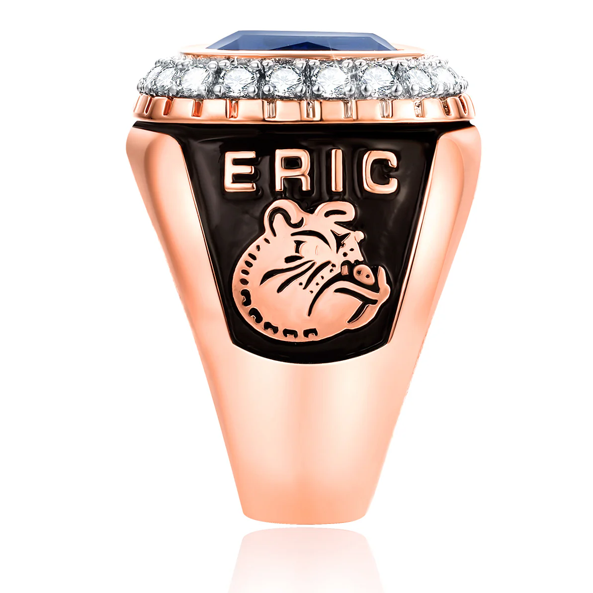 Men's 14K Rose Gold Plated CZ Encrusted Class Ring - Image 3