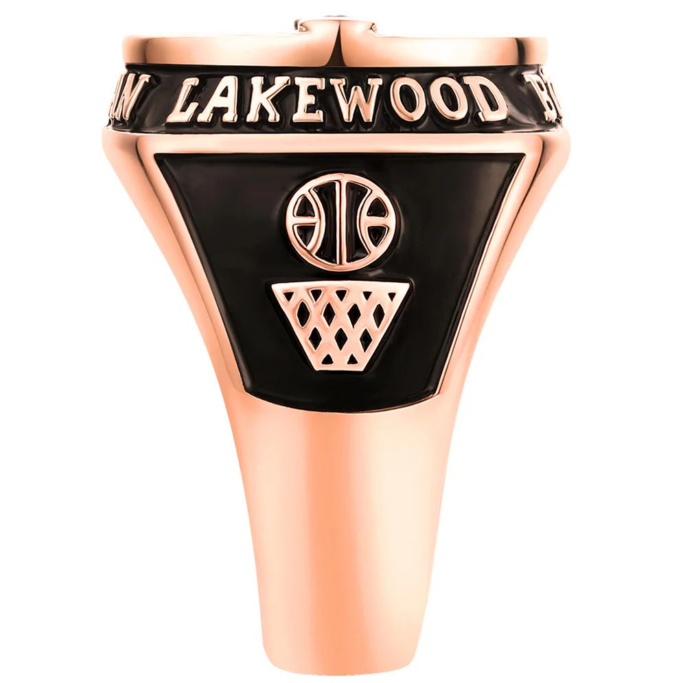 Men's 14K Rose Gold Plated CZ Multiple Graphics Traditional Birthstone Class Ring - Image 3