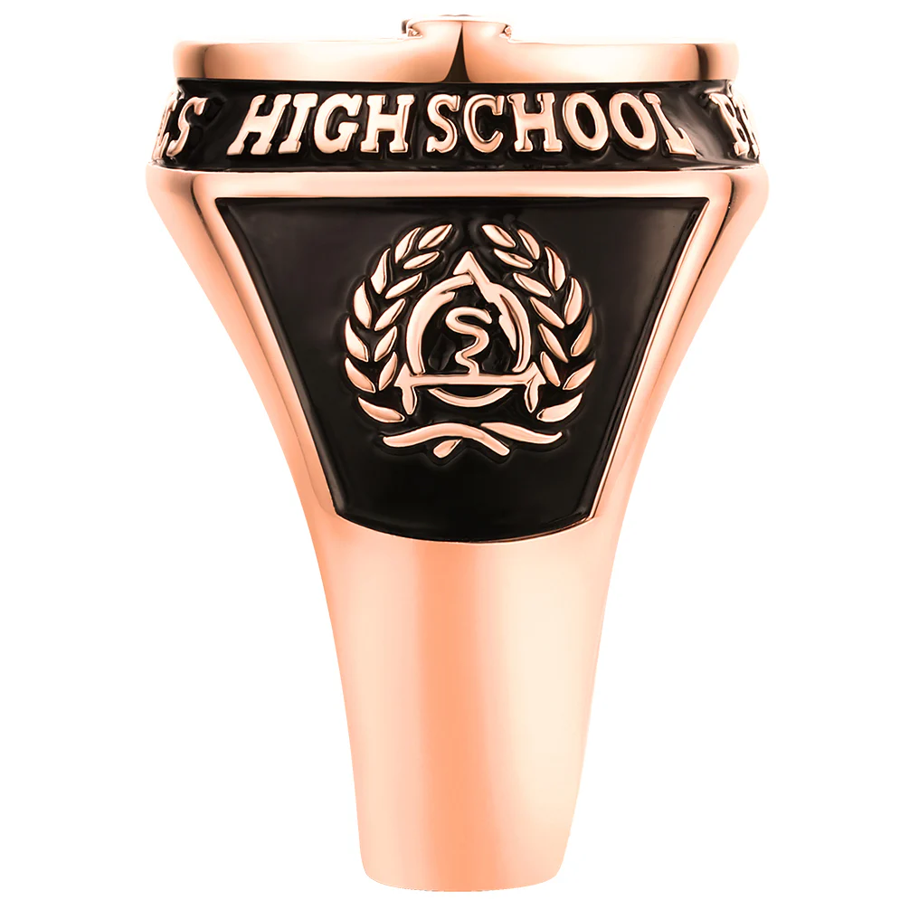 Men's 14K Rose Gold Plated CZ Multiple Graphics Traditional Birthstone Class Ring - Image 4