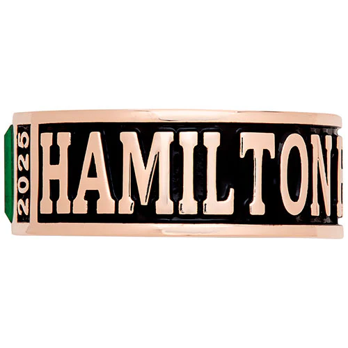 Men's 14K Rose Gold Plated Decorated Band Class Ring - Image 3