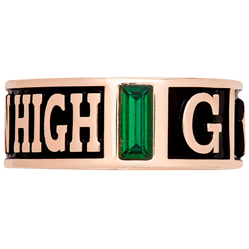 Men's 14K Rose Gold Plated Decorated Band Class Ring - Image 4