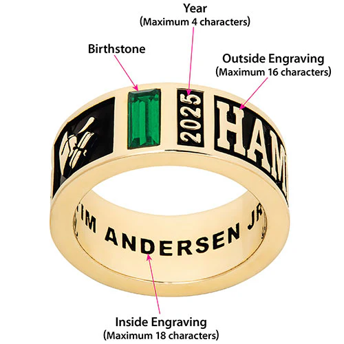 Men's 14K Rose Gold Plated Decorated Band Class Ring - Image 7