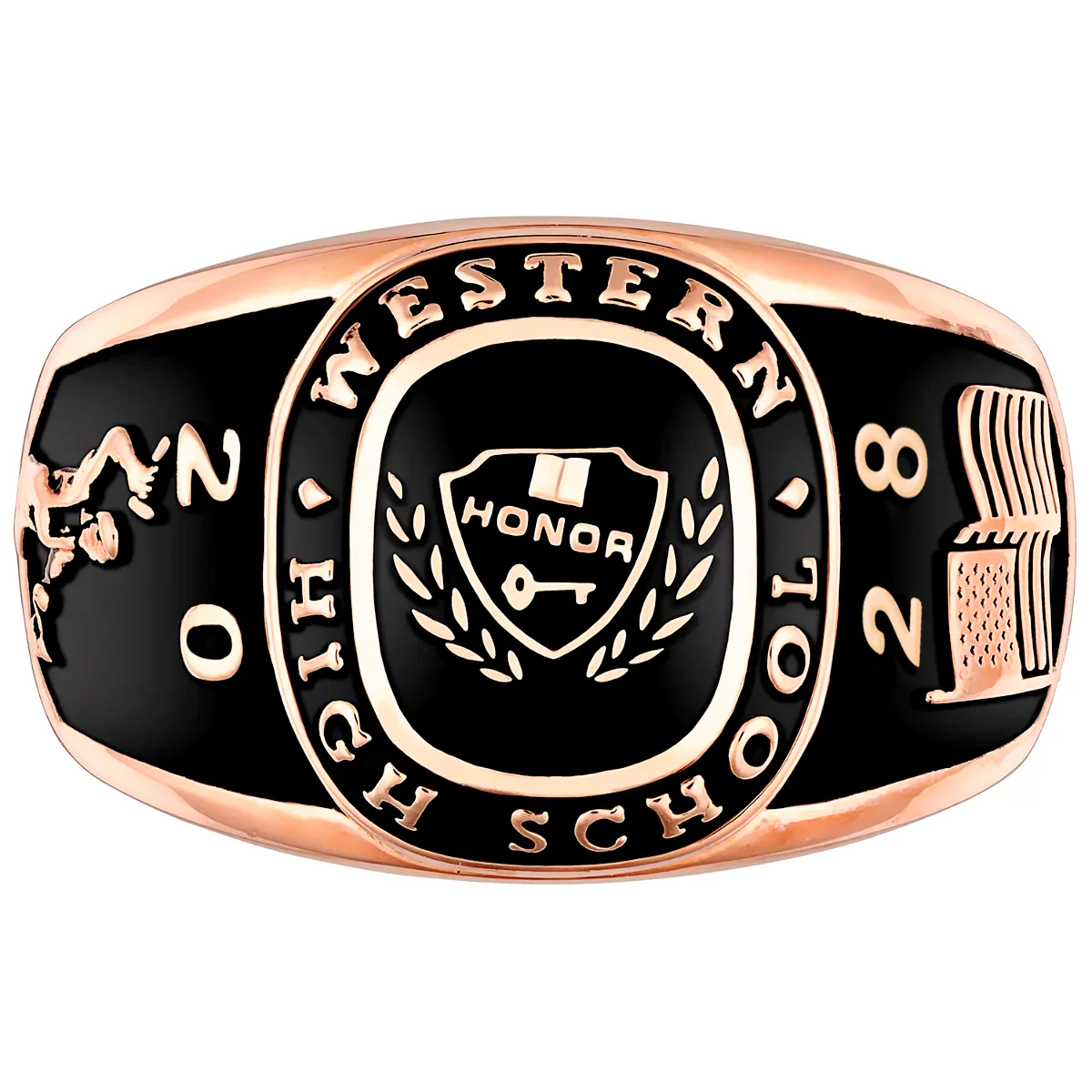 Men's 14K Rose Gold Plated Multiple Graphics Traditional Class Ring - Image 2